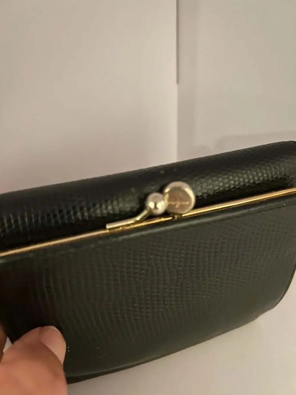 Salvatore Ferragamo Black Textured Leather Wallet With Gancini Clasp